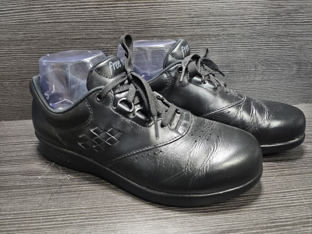 SAS Free Time Shoes Womens 7.5 M Black Leather Comfort Walking Minimalist